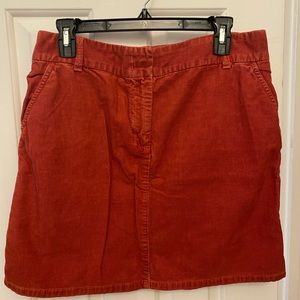 J. Crew brick red corduroy mini skirt, size 10. Excellent condition.